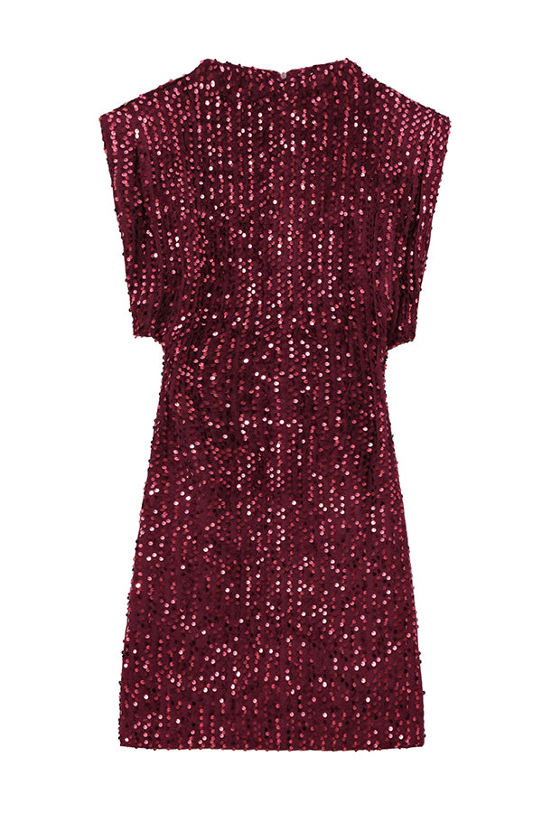 Sequined Round Neck Sleeveless Slim-fit Mini Dress