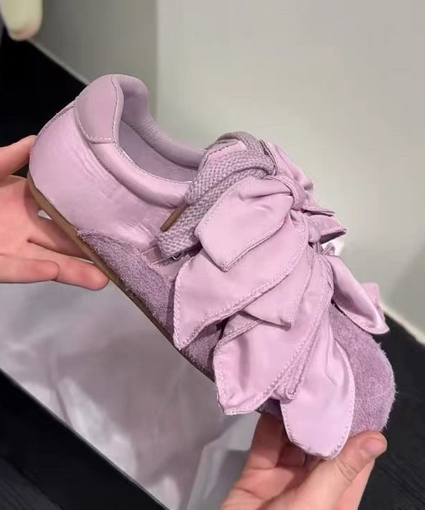 Casual Bow Splicing Flat Shoes For Apricot Suede