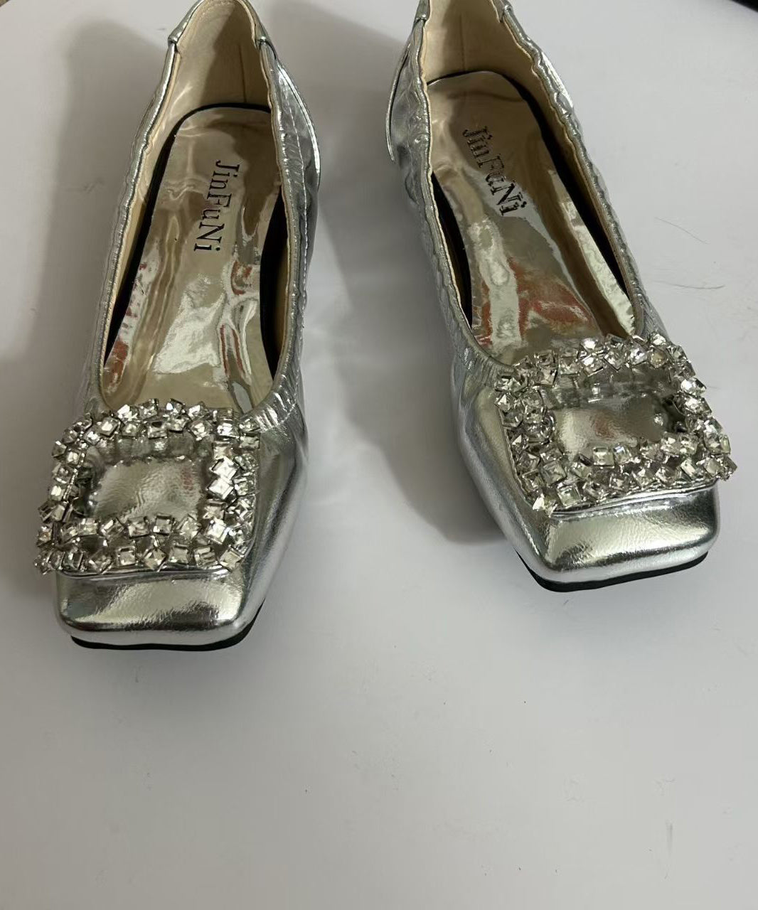 Boutique Splicing Flat Shoes Black Faux Leather Zircon