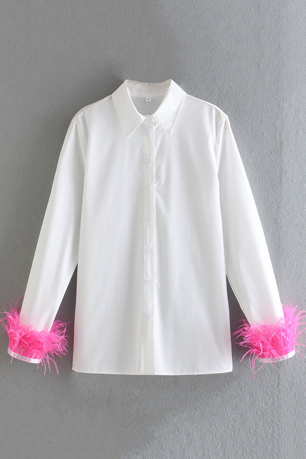 Feather Long-sleeved Casual Loose Shirt
