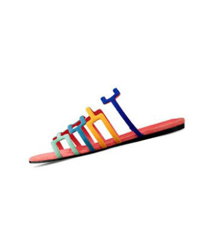 Multicolor Suede Splicing Stylish Slide Sandals Peep Toe