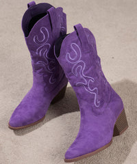 Women Purple Boots Suede Comfy Pointed Toe Boots