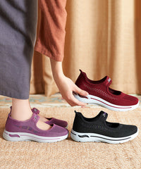 Purple Breathable Mesh Splicing Flat Shoes Women