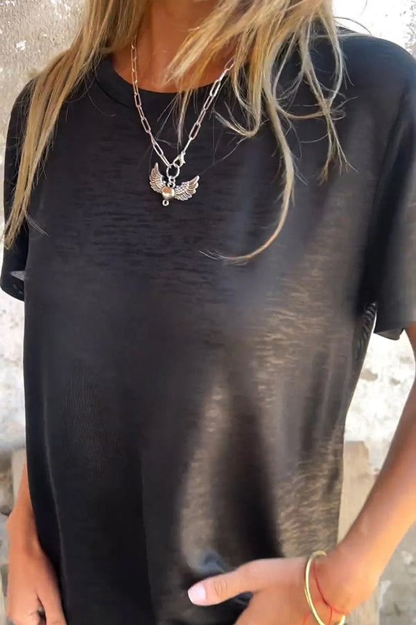 Bronzing Round Neck Short-sleeved T-shirt