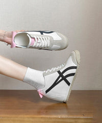 Splicing Wedge High Wedge Heels Shoes Pink Faux Leather