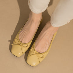 Bowknot Retro Leather Summer Flats Casual Shoes
