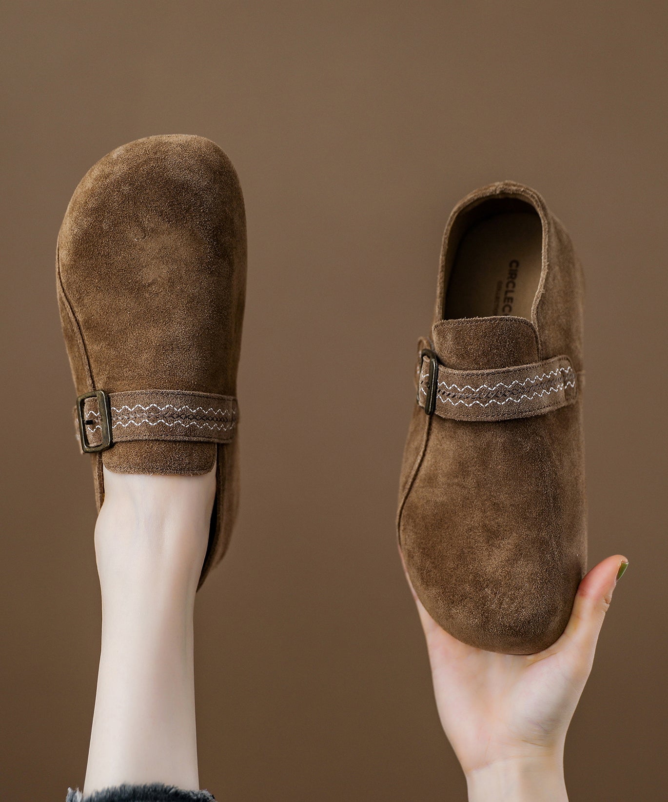 Light Camel Suede Platform Haken Shoes