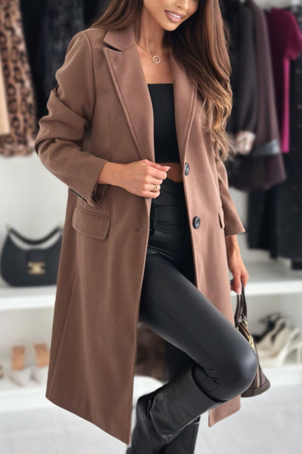 Casual Lapel Long Sleeve Single Breasted Loose Coat