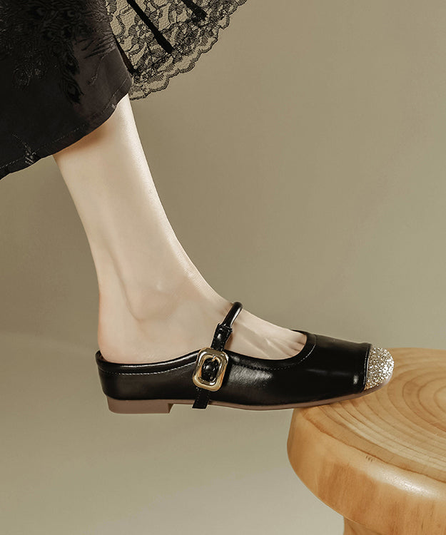 Silver Splicing Buckle Strap Sequins Slide Sandals