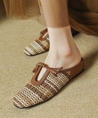 Minimally Casual Beige Breathable Slide Sandals Splicing Lace Up