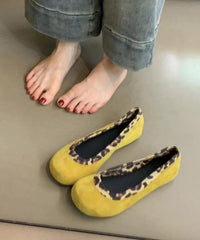 Stylish Black Leopard Splicing Flat Feet Shoes
