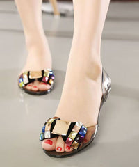 Black Water Diamond Flat Bottom Fish Mouth Sandals