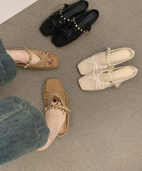 Khaki Breathable Mesh Splicing Rivet Slide Sandals