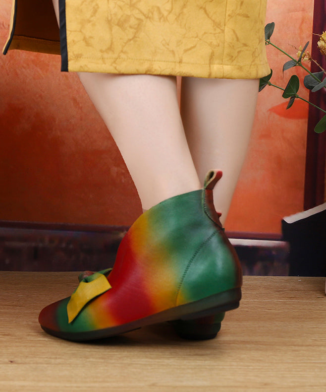 Soft Flats Colorful Ethnic Style Bow Ankle Boots
