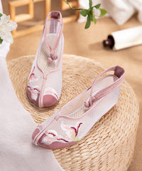 Splicing Sandals Pink Tulle Hollow Out Embroidery