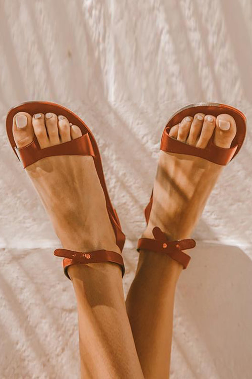 Buckle Open Toe Flat Sandals