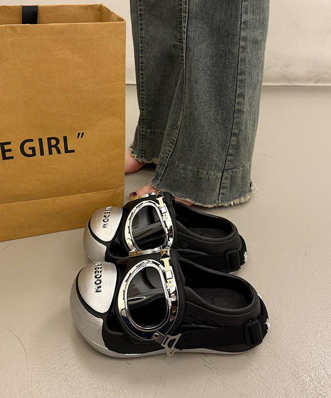 Silver Splicing Chic Platform Slide Sandals