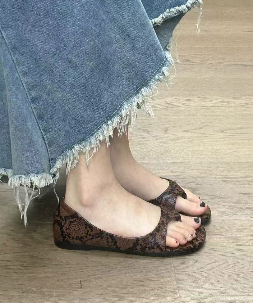 Leopard Faux Leather Thong Sandals