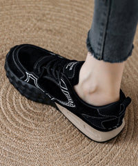 Casual Camel Suede Flat Shoes Splicing Lace Up