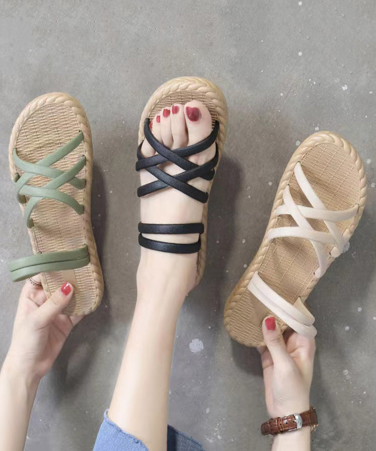 Roman Style Black Beach Slide Sandals