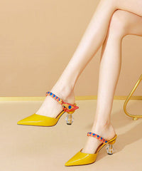 Yellow Pointed Toe Soft High Heel Slippers