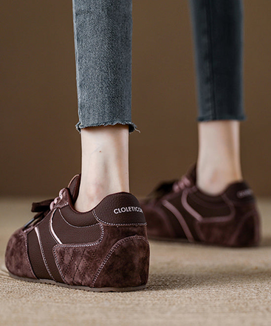 Red Lace Up Splicing Suede Platform New Flat Feet Shoes