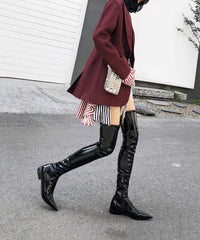 Original Design Black Pointed Toe Knee Boots