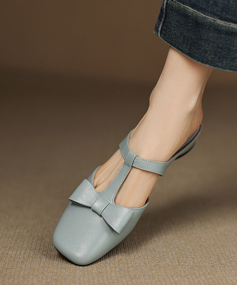 Light Blue Sheepskin Splicing Hollow Out Slide Sandals