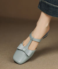Light Blue Sheepskin Splicing Hollow Out Slide Sandals