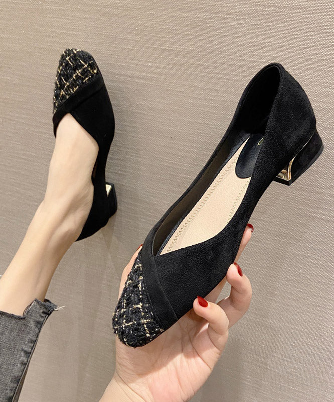 Stylish Black Flat Shoes For Splicing Flat Feet Shoes
