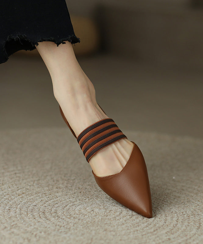 Yellow Cowhide Leather Splicing Walking Sandals