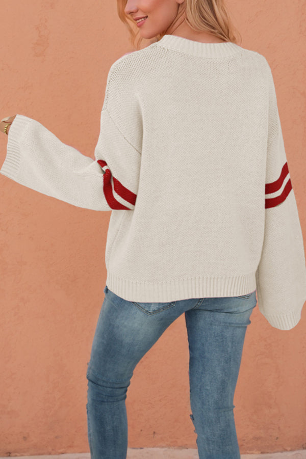 Heart-shaped Jacquard Long-sleeved Loose Knit Sweater
