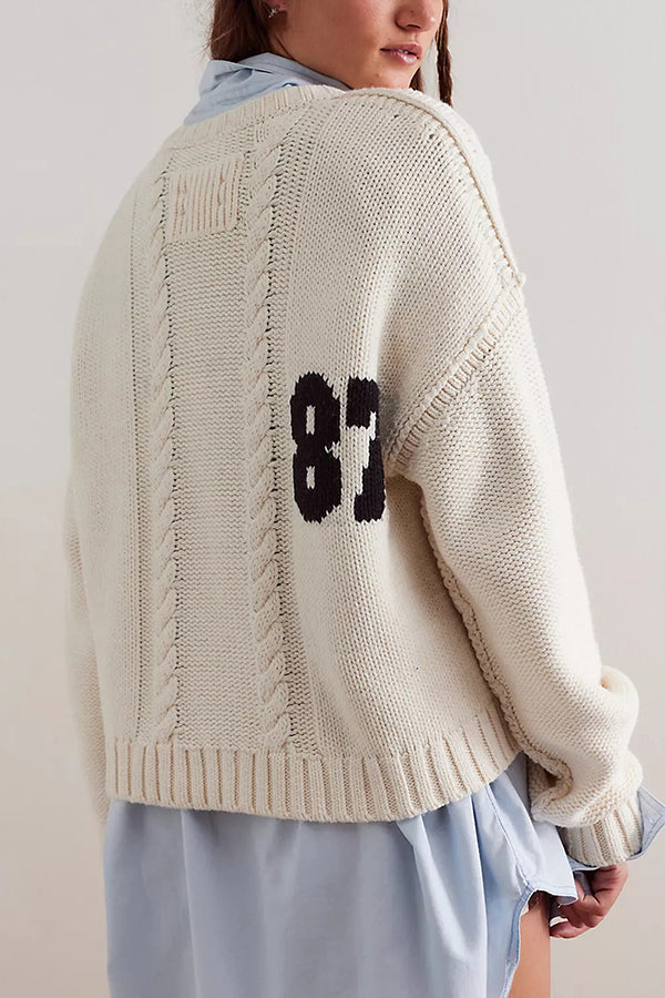 Digital Jacquard Loose Long-sleeved Knit Sweater