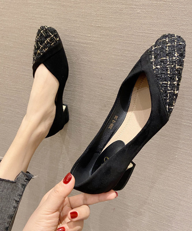Stylish Black Flat Shoes For Splicing Flat Feet Shoes