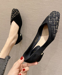 Stylish Black Flat Shoes For Splicing Flat Feet Shoes