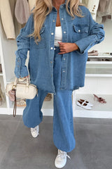 Denim High Rise Elastic Waist Pocket Loose Lantern Jeans