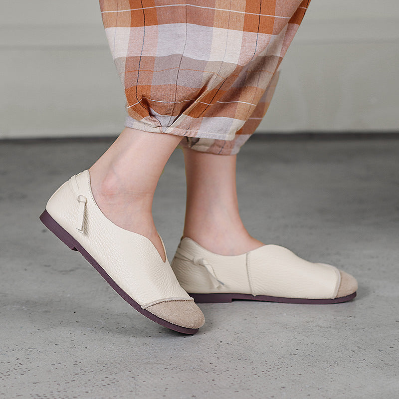 Spring Summer Retro Leather Flat Casual Loafers