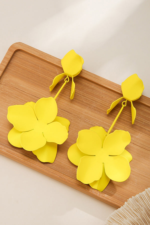 Dopamine Flower Retro Metal Stud Earrings