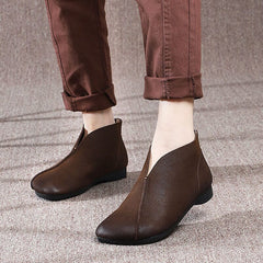 Autumn Retro Solid Soft Leather Casual Shoes