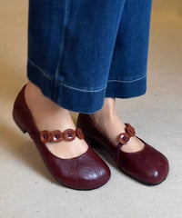 Red Faux Leather Casual Splicing Flat Shoes For Women