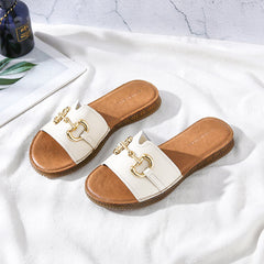 Summer Vintage Handmade Cowhide Leather Slippers