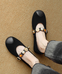 Handmade Splicing Flat Shoes Mulberry Suede Nail Bead