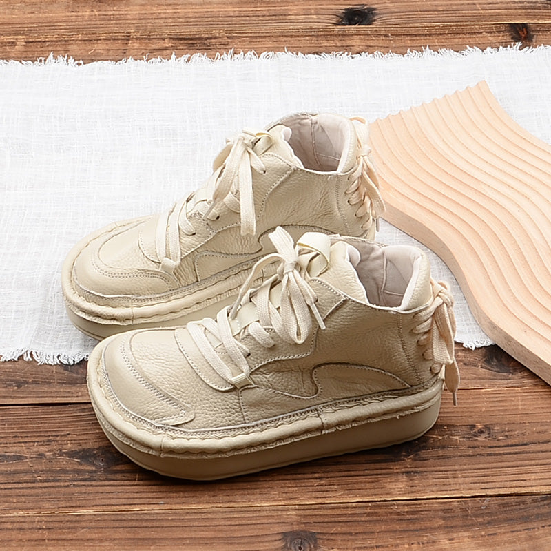 Autumn Leather Thick-Soled Retro Casual Boots