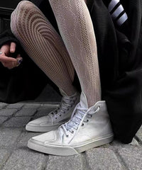 White Pointed Toe High Top Board Shoes Lace Up