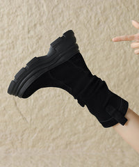 Comfortable Splicing Platform Boots Brown Suede