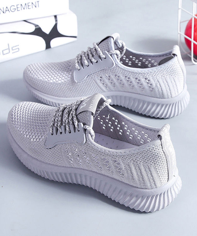 Black Hollow Out Breathable Mesh Splicing Flats