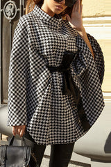 Houndstooth Loose Lace-up Cape