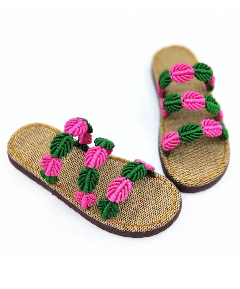 Handmade Woven Linen Flat Slide Sandals