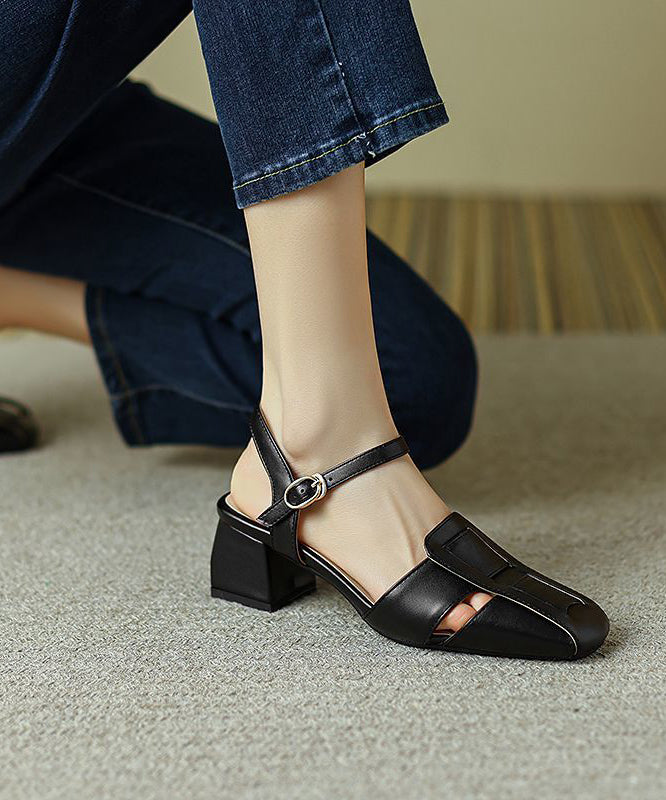 Chic Splicing Chunky Heel Sandals Yellow Faux Leather