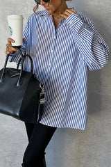 Striped Printed Loose Long-sleeved Casual Shirt